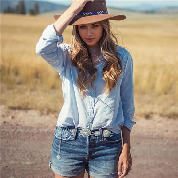 Western Belts for Woman Green-turquoise - Picture 5 of 6